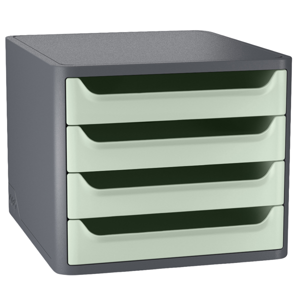 Cassettiera 1400 First - 4 cassetti - 28,8 x 34,6 x23,4 cm - grigio\verde salvia - Cep